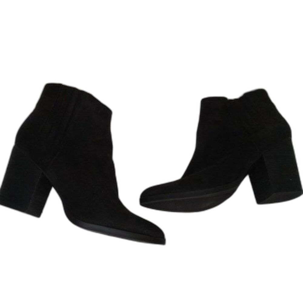 Madden Girl Shaakerr Chelsea Ankle Boots Chunk Heel Black Suede-Look Size 9M
